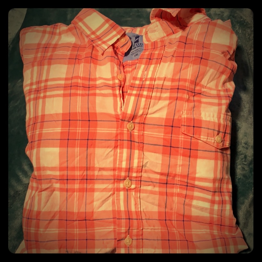 PEACH AND WHITE IZOD BUTTON UP